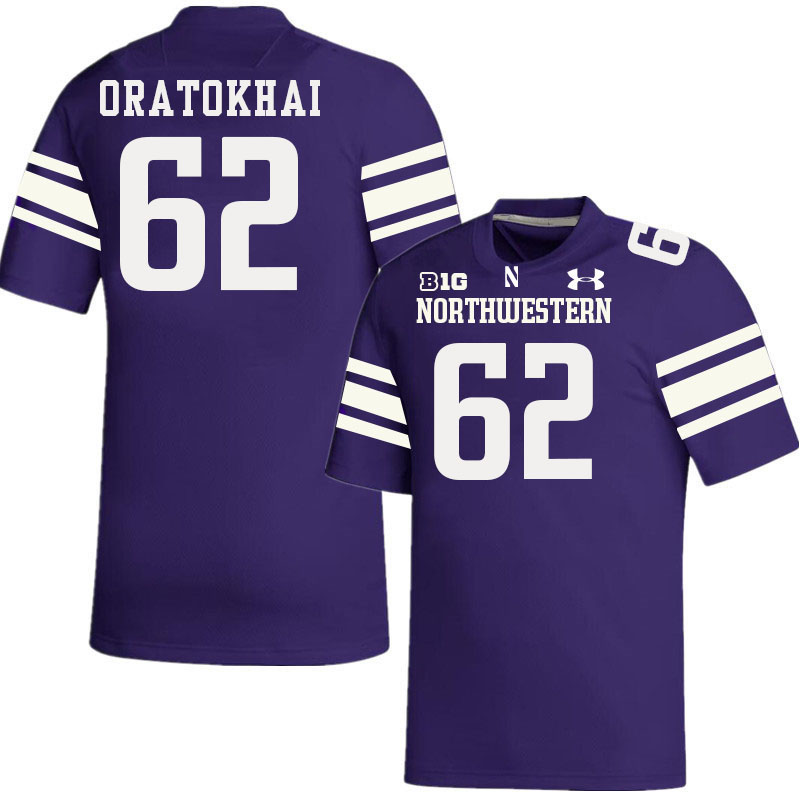 Northwestern Wildcats #62 Ezomo Oratokhai College Football Jerseys Stitched-Purple